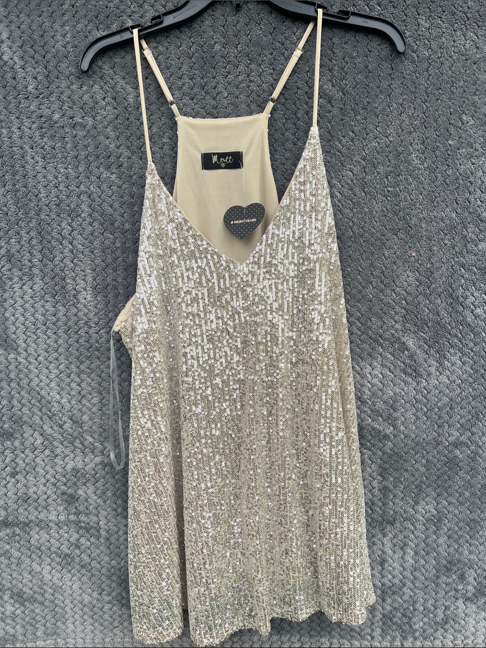Motel Rocks Champagne Sequin Slip Camisole